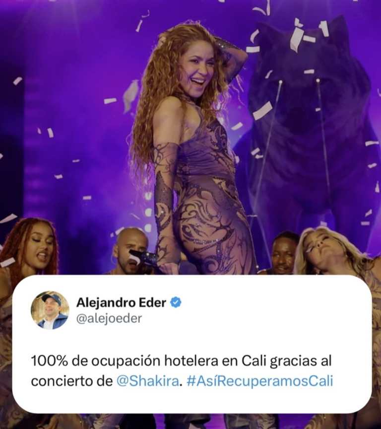 fición de Shakira llena hotel en Cali durante concierto con ocupación 100 %